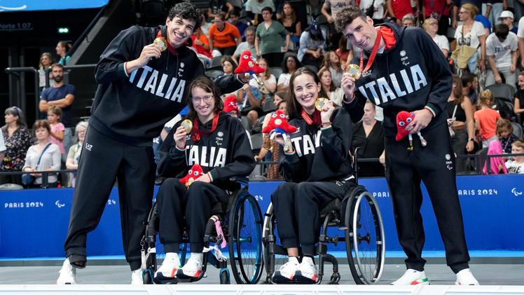 La 4x100 mista italiana, da sinistra: Barlaam, Palazzo, Terzi, Raimondi