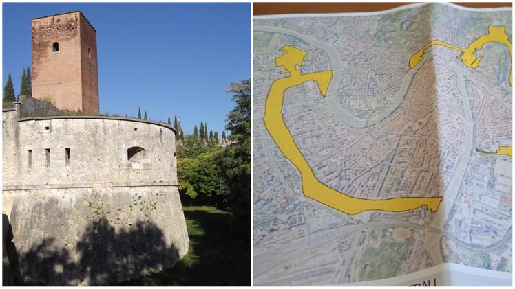 Il tratto delle Mura Magistrali che va da via Caroto a Castel San Felice e la mappa del Parco delle mura