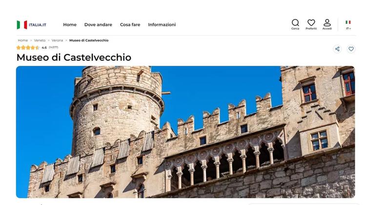 Su Italia.it il Museo di Castelvecchio con la foto del Castello del Buonconsiglio di Trento