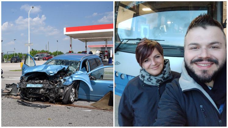 La scena dell'incidente e Giulia Lovato con il fratello Gianluca, anche lui autista dell’Atv