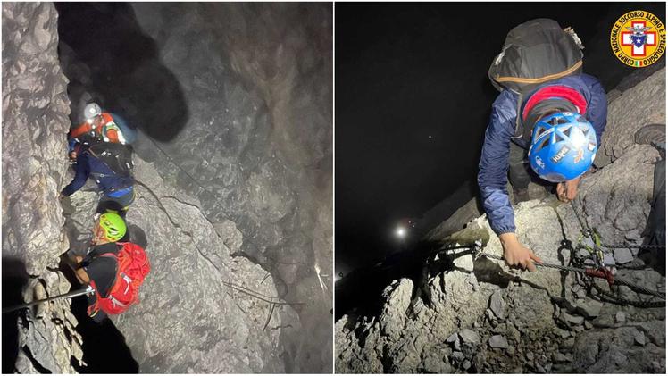 Il recupero dei due giovani veronesi da parte del soccorso alpino