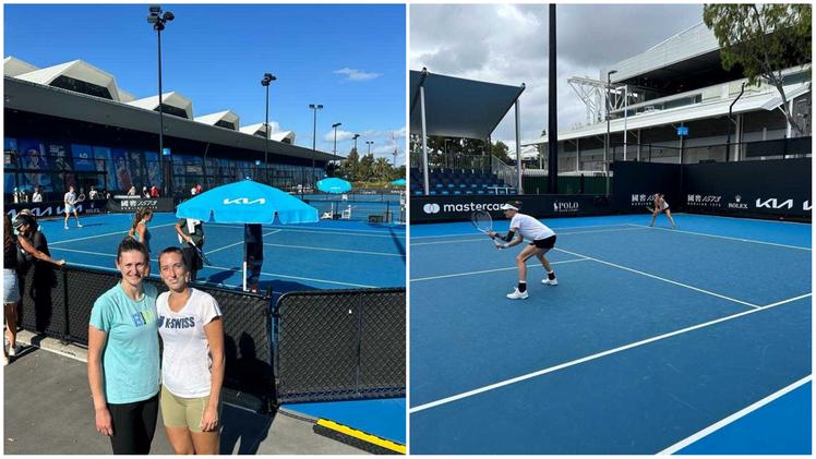 Angelica Moratelli e Samantha Murray in allenamento, pronte per gli Australian Open (Ugolini)