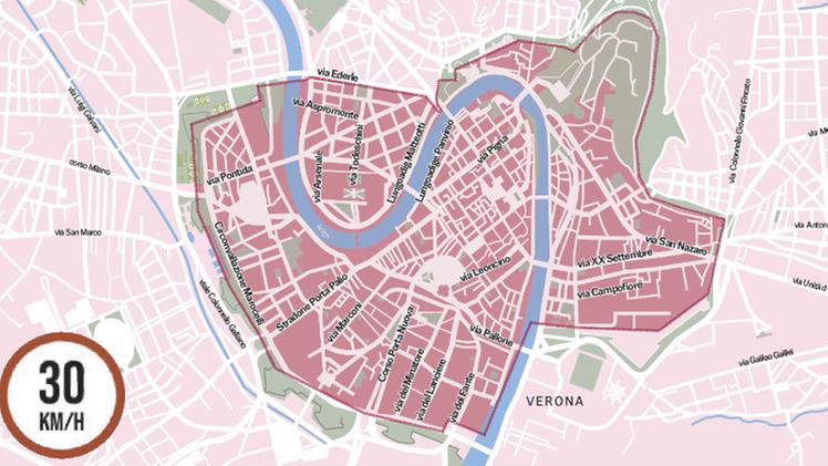 La mappa della zona 30 a Verona