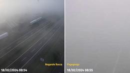 Le immagini della webcam del sito dell'A22 di Nogarole Rocca (sinistra) e Pegognaga (destra)