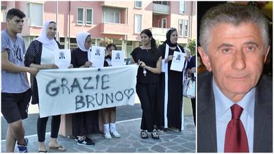 Bruno Padovani e le mamme dei bambini salvati al suo funerale