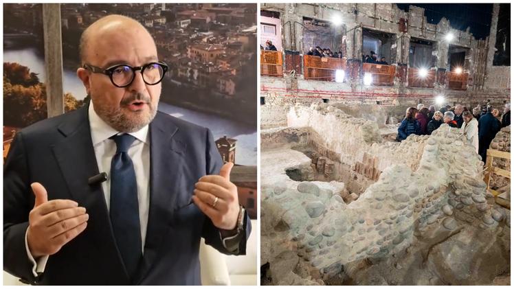 Il ministro Sangiuliano in redazione a L'Arena annuncia un importante progetto di valorizzazione sullo scavo sotto l'ex cinema Astra