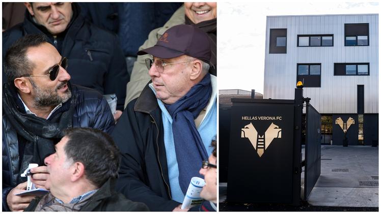 Stadio «Picco» a La Spezia: il presidente Maurizio Setti, a sinistra, con l’allora patron dei liguri Gabriele Volpi