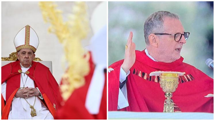 Papa Francesco, affaticato, alla messa della Domenica delle Palme in piazza San Pietro, e il cardinale veronese Gugerotti che ha celebrato la messa