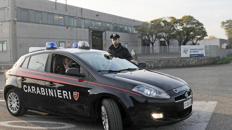 I carabinieri davanti all’azienda di Roverchiara «Verona Lame» DIENNE FOTO