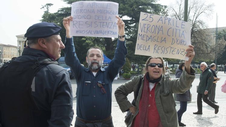 Protesta contro la presenza di Salvini in città il 25 Aprile MARCHIORI