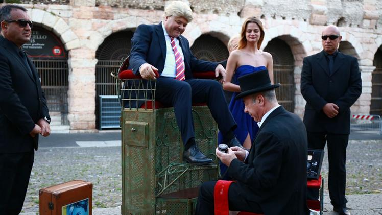 Il finto Trump in Bra con Melania (foto Perlini)