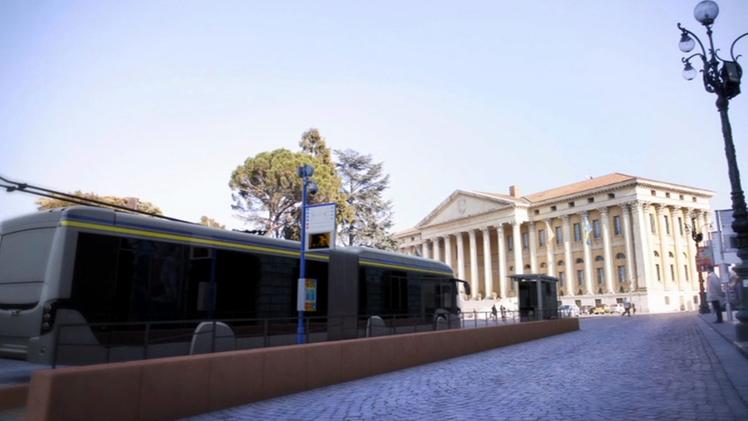 Una fotosimulazione del passaggio del filobus in piazza BraAlberto Bozza (Lista Tosi)