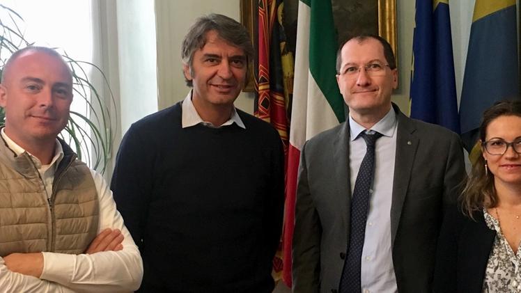 I sindaci Eddi Tosi, Federico Sboarina, Antonello Panuccio e Sara Moretto