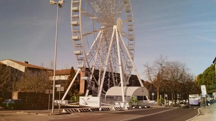 Un rendering della ruota panoramica in via Pallone