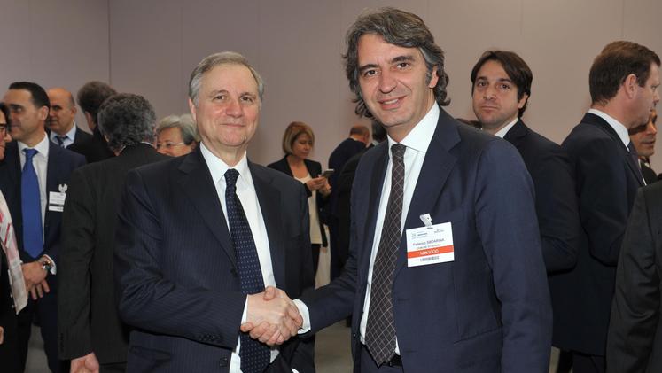 Il governatore di Bankitalia Visco con il sindaco Sboarina