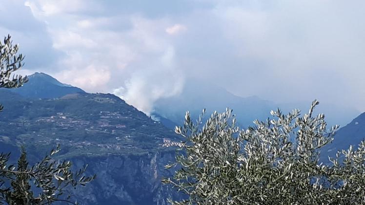 L'incendio a Tremosine (foto Madinelli)
