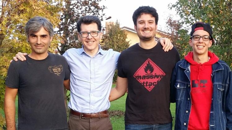 Balzarin, Magagna, Pizzolato e Abdellah, quattro dei cinque volontari che hanno inventato l’app