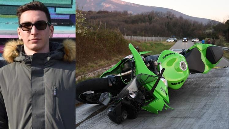 Emanuele Bonfante e la sua moto dopo l'incidente (Pecora)