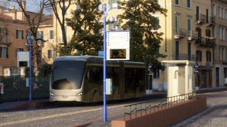 Fotosimulazione del filobus in città: una «app» per monitorare i lavori