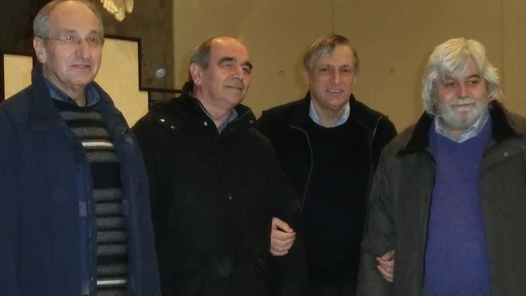 A destra Don Suman con Renzo Fior, don Sartori e don Ciotti