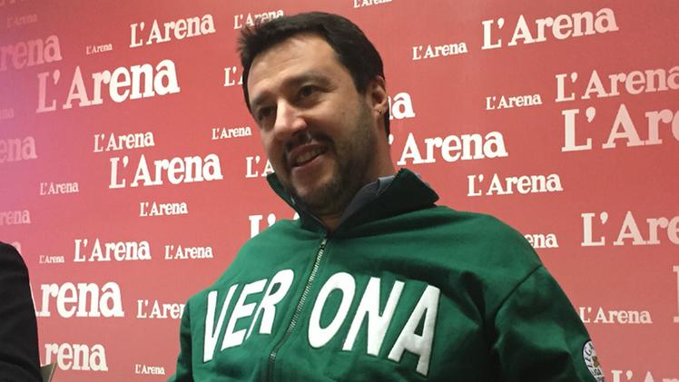 Matteo Salvini durante l'intervista in redazione