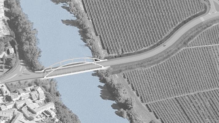 Il rendering del ponte tra Peri e Rivalta: il progetto definitivo è atteso per il 2020