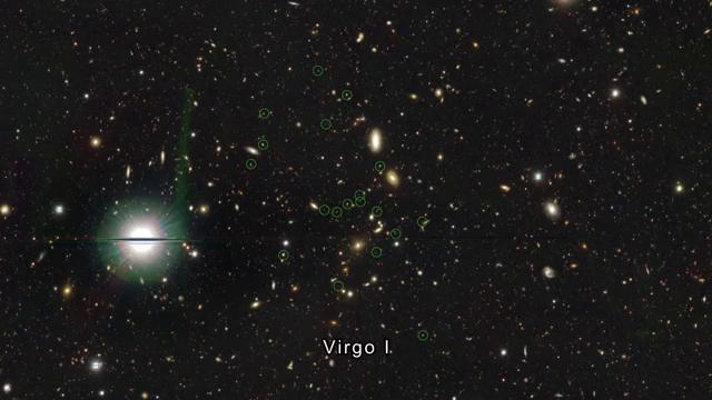 A 280 mila anni luce da noi, un team di astronomi ha scoperto la più debole galassia satellite della Via Lattea. Questa galassia nana, denominata Virgo I, si trova nella costellazione della Vergine. In questa animazione possiamo fare un viaggio virtuale verso questa nuova galassia, grazie al programma di simulazione Mitaka. Nell'immagine del telescopio Subaru, i cerchi verdi indicano la posizione delle stelle che dovrebbero appartenere a VirgoI(video: NAOJ)