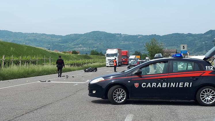 L'incidente a Monteforte sulla Sp17 (foto Dalli Cani)