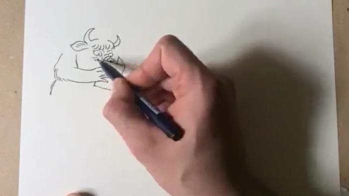 Marco Paci disegna la riapertura della Civica (frame dal video)