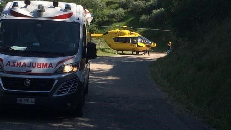L’intervento di ambulanza ed elicottero del «118» in occasione di un precedente infortunio