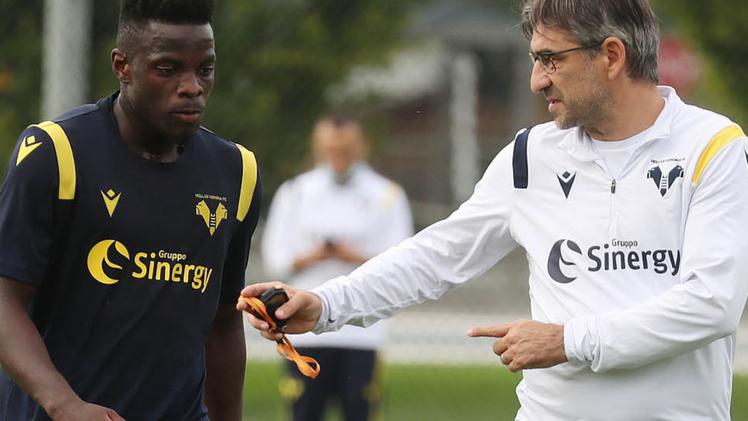Vieira ascolta i consigli tattici del mister gialloblù Juric  FOTOEXPRESS