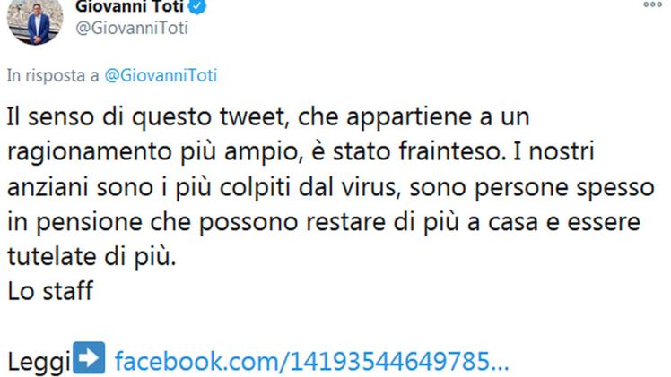 Il tweet «esplicativo» di Totti