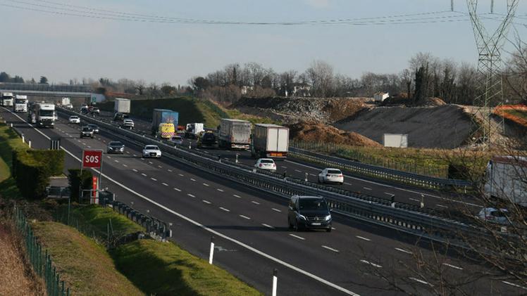 L'autostrada A4 con i lavori per la Tav