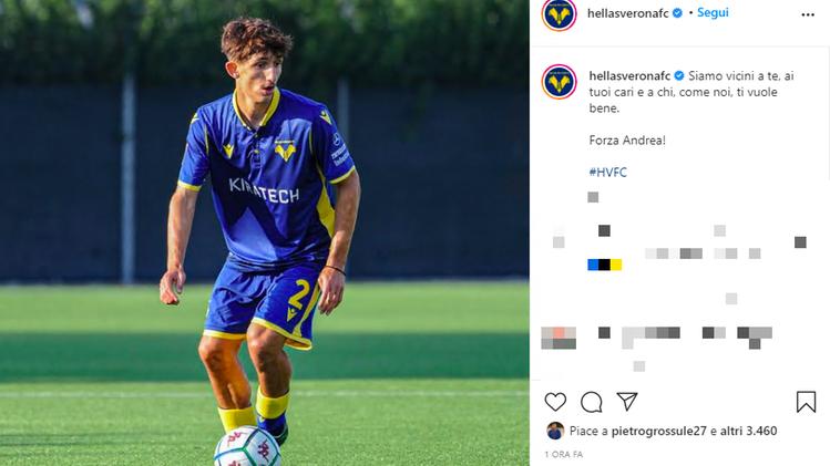 Il post su Instagram di Hellas Verona