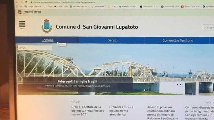 L’home page del sito istituzionale del Comune di San Giovanni LupatotoIl logo dell’anagrafe online di San Giovanni Lupatoto
