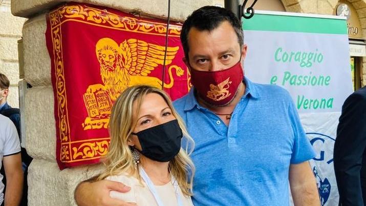 Sara Moretto  con Matteo Salvini