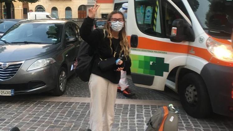 Sofia Micheletti al suo arrivo a Verona