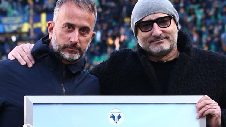 Filippo Piccoli con Maurizio Setti  allo stadio Bentegodi prima di un match