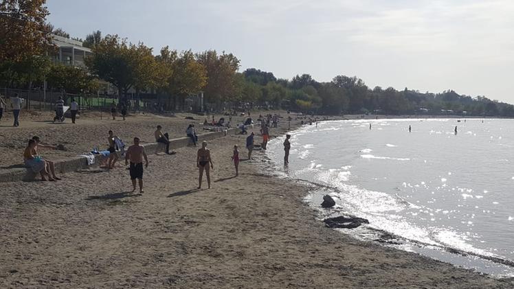 Turisti in spiaggia a Lazise (Pecora)