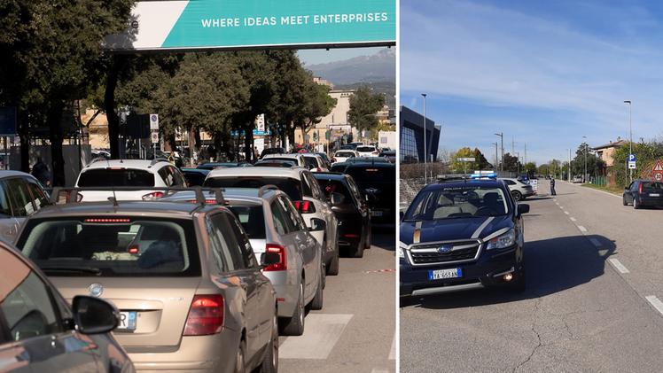 Il traffico di questi giorni su Viale del Lavoro e la Polizia Locale al parcheggio della Genovesa